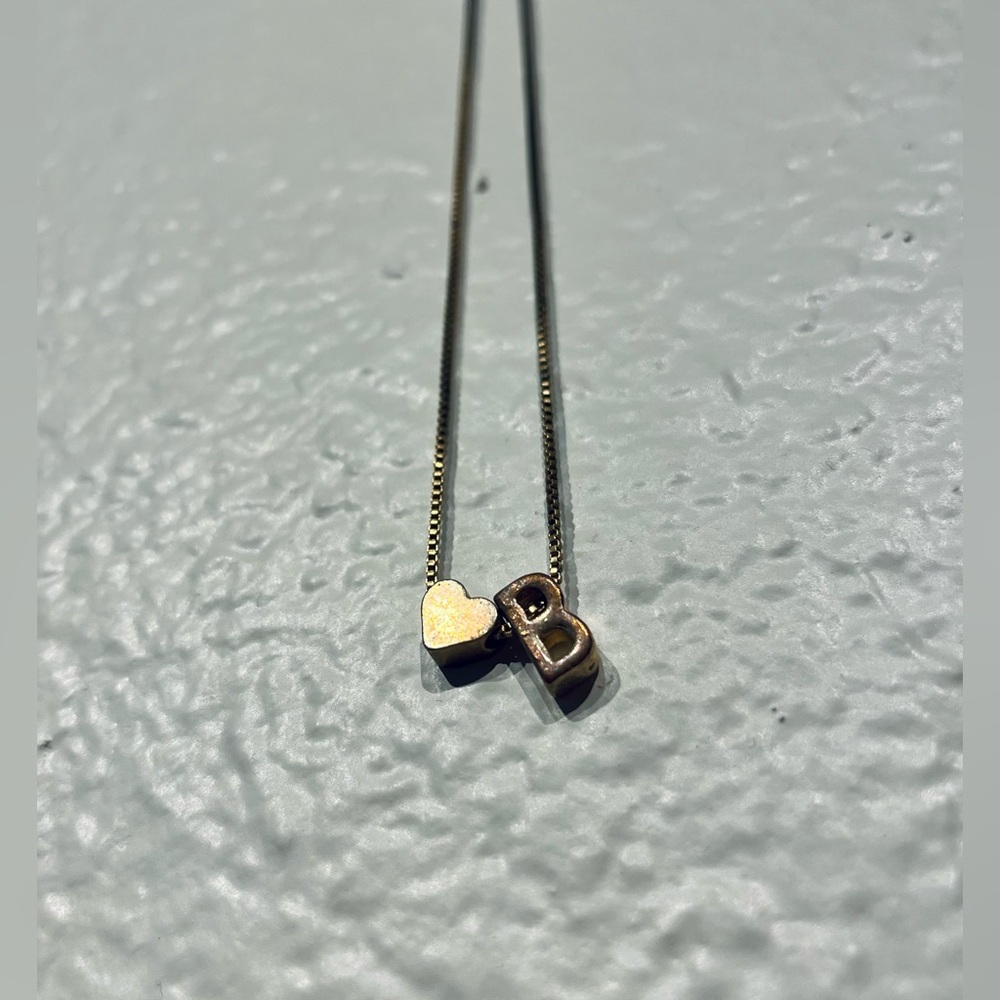 Copper Necklace with Heart & “B” Block Letter Pendants